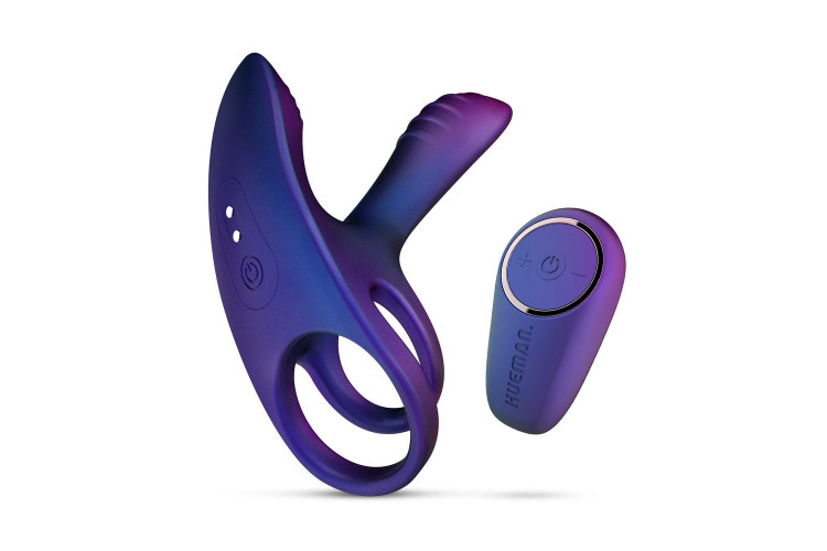 Фиолетовое эрекционное виброкольцо с клиторальной подушечкой Infinity Ignite