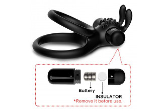 Черное эрекционное виброкольцо с подхватом мошонки Stay Hard