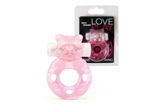 Розовое эрекционное виброкольцо в форме мишки