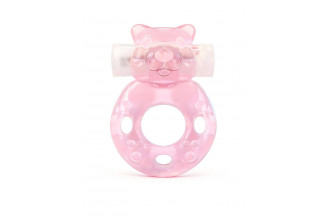 Розовое эрекционное виброкольцо в форме мишки