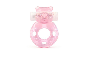 Розовое эрекционное виброкольцо в форме мишки