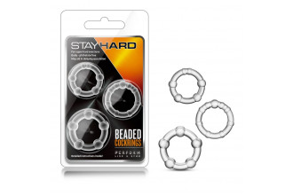 Набор из 3 прозрачных эрекционных колец Stay Hard Beaded Cockrings