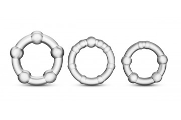 Набор из 3 прозрачных эрекционных колец Stay Hard Beaded Cockrings