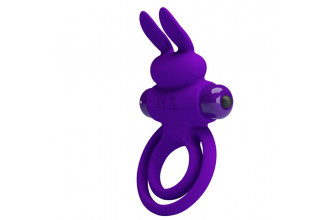 Фиолетовое эрекционное кольцо с вибростимуляцией клитора Vibrant Penis Ring III