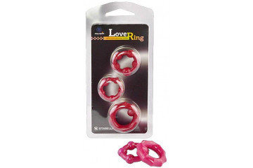 Набор из 3 малиновых рельефных эрекционных колец
