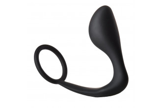 Черное эрекционное кольцо с анальной пробкой Anal Plug With Cockring