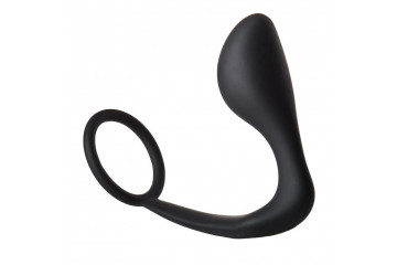 Черное эрекционное кольцо с анальной пробкой Anal Plug With Cockring