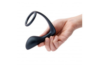 Черное эрекционное кольцо со стимулятором простаты Ringer Cock Ring & Plug