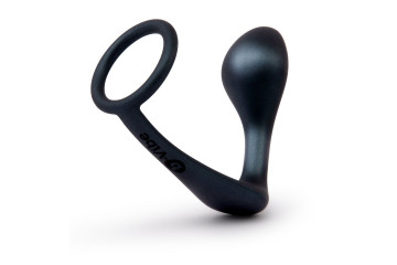 Черное эрекционное кольцо со стимулятором простаты Ringer Cock Ring & Plug