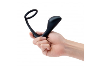 Черное эрекционное кольцо со стимулятором простаты Ringer Cock Ring & Plug