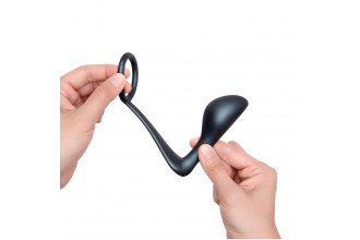 Черное эрекционное кольцо со стимулятором простаты Ringer Cock Ring & Plug