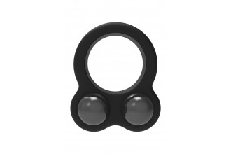 Черное эрекционное кольцо с утяжелителями Cockring Dual Weight