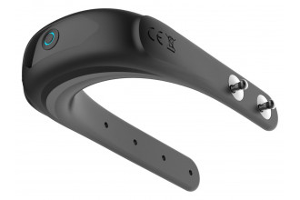 Черное эрекционное виброкольцо на ремешках