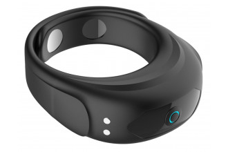 Черное эрекционное виброкольцо на ремешках