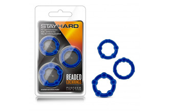 Набор из 3 синих эрекционных колец Stay Hard Beaded Cockrings
