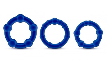 Набор из 3 синих эрекционных колец Stay Hard Beaded Cockrings