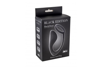 Чёрное эрекционное кольцо с анальной пробкой Button Anal Plug