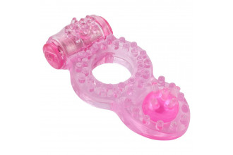 Розовое эрекционное кольцо с вибрацией Rings Ringer