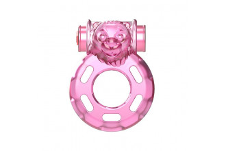 Розовое эрекционное кольцо с вибрацией Pink Bear