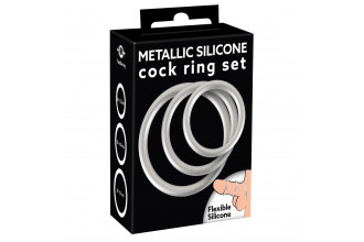Набор из 3 эрекционных колец под металл Metallic Silicone Cock Ring Set