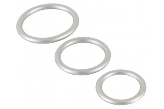 Набор из 3 эрекционных колец под металл Metallic Silicone Cock Ring Set