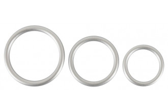 Набор из 3 эрекционных колец под металл Metallic Silicone Cock Ring Set