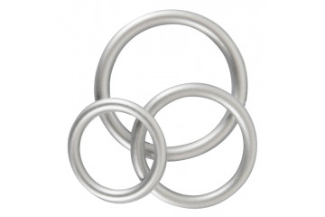 Набор из 3 эрекционных колец под металл Metallic Silicone Cock Ring Set