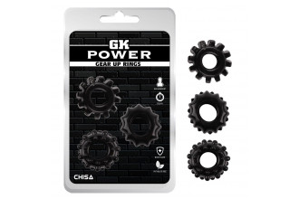 Набор из 3 черных эрекционных колец Gear Up Rings