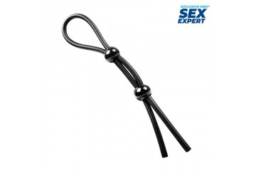 Черное силиконовое лассо с двумя шариками для утяжки