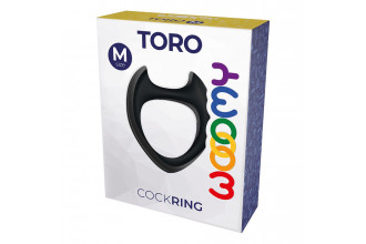 Черное эрекционное кольцо с рожками Wooomy Toro M