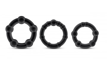 Набор из 3 чёрных эрекционных колец Stay Hard Beaded Cockrings