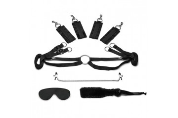 Черный набор БДСМ для фиксации на кровати