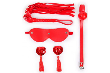 Пикантный набор БДСМ из 4 предметов в красном цвете