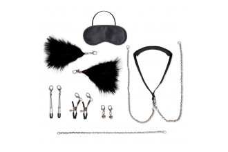 Большой эротический набор из 12 предметов Interchangeable Collar & Nipple Clips Set