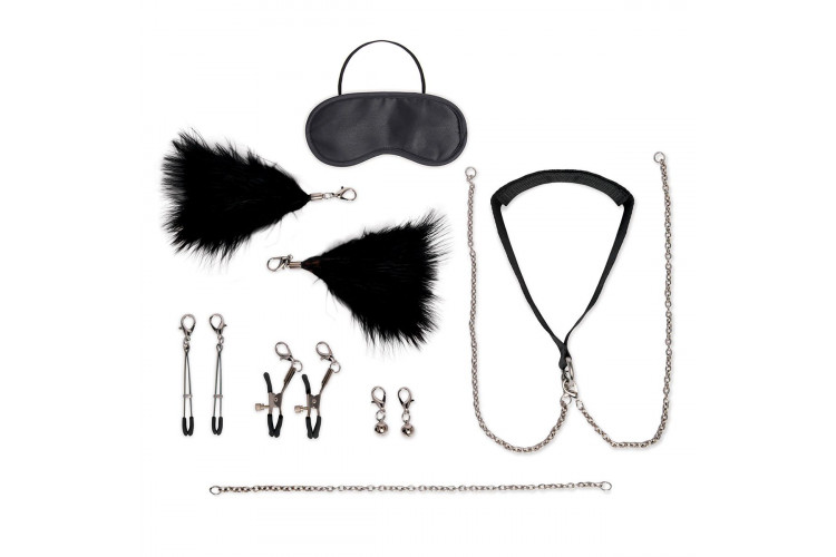 Большой эротический набор из 12 предметов Interchangeable Collar & Nipple Clips Set