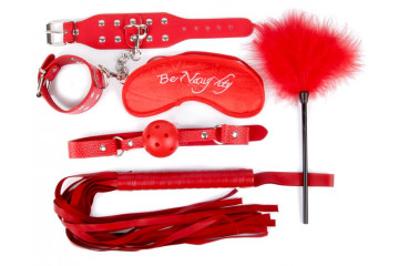 Набор красных БДСМ-аксессуаров из 5 предметов