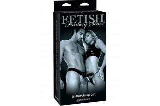 Черный полый страпон унисекс Hollow Strap-On - 14,5 см.