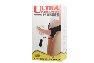 Реалистичный полый фаллоимитатор на трусиках Ultra Passionate Harness - 15 см.