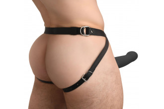 Черный полый страпон с вибрацией 2’’ Erection 28X Smooth Vibrating Silicone Penis Sheath