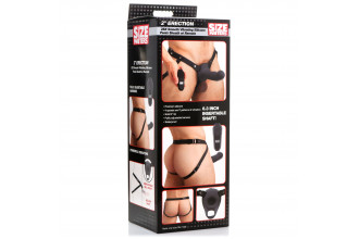 Черный полый страпон с вибрацией 2’’ Erection 28X Smooth Vibrating Silicone Penis Sheath
