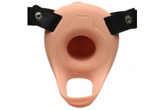 Телесный полый страпон 2 Erection 28X Smooth Vibrating Silicone Penis Sheath - 16 см.