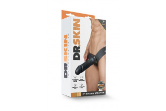 Черный мужской страпон DR. SKIN 7INCH HOLLOW STRAP ON - 17 см.
