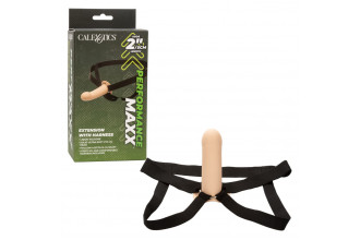 Телесный фаллопротез из силикона Extension with Harness - 15,75 см.