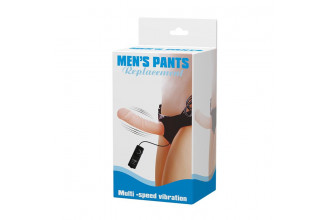 Полый страпон на трусиках с вибрацией и выносным пультом управления Mens Pants - 16,5 см.