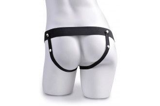 Телесный полый страпон с имитацией эякуляции 7.5 Hollow Squirting Strap-On with Balls - 21,6 см.
