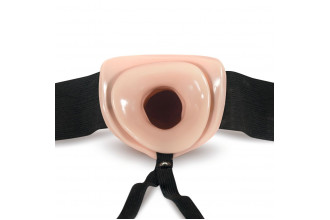 Телесный полый страпон Dr. Skin 6 Inch Hollow Strap On - 15,2 см.