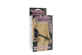 Мужской фаллопротез с вибрацией ROBOTIC MALE STRAP-ON BLACK - 17 см.