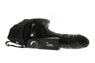 Мужской фаллопротез с вибрацией ROBOTIC MALE STRAP-ON BLACK - 17 см.