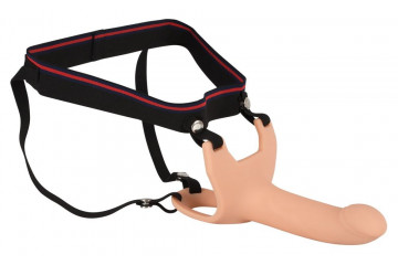 Силиконовый полый страпон на ремнях Silicone Strap-on - 16 см.