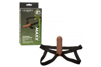 Коричневый фаллопротез из силикона Extension with Harness - 15,75 см. Коричневый фаллопротез из силикона Extension with Harness - 15,75 см.